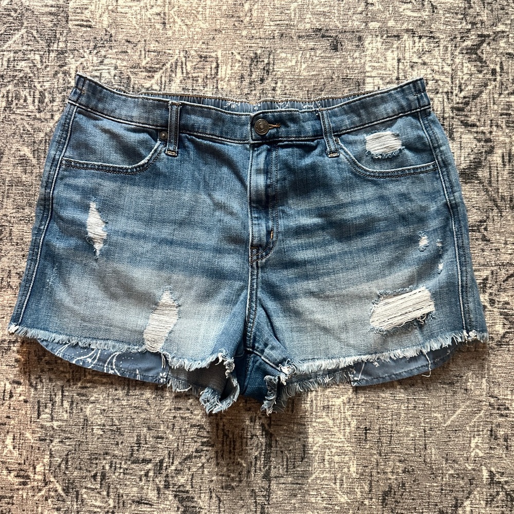 aerie Light Blue Distressed Denim Jean Shorts
